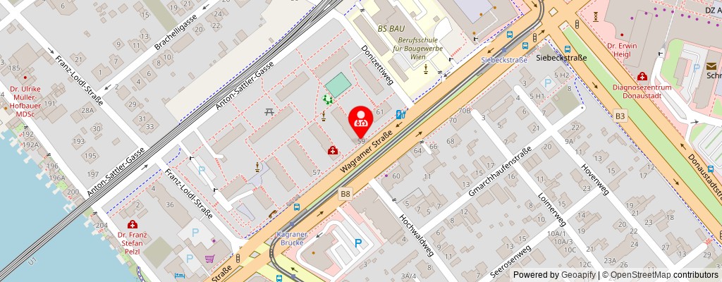 Street map section around the address