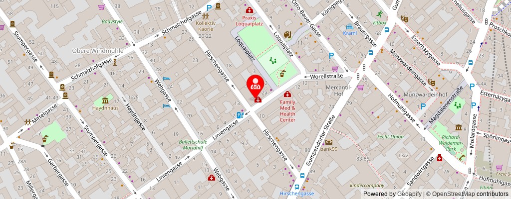 Street map section around the address