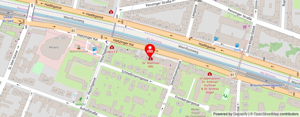 Street map section around the address