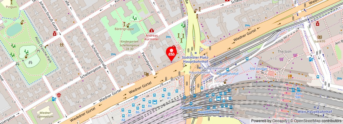 Street map section around the address