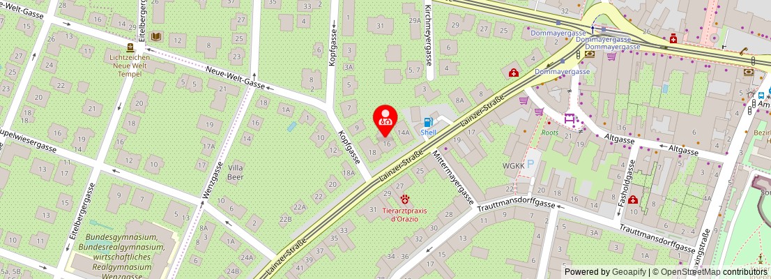 Street map section around the address