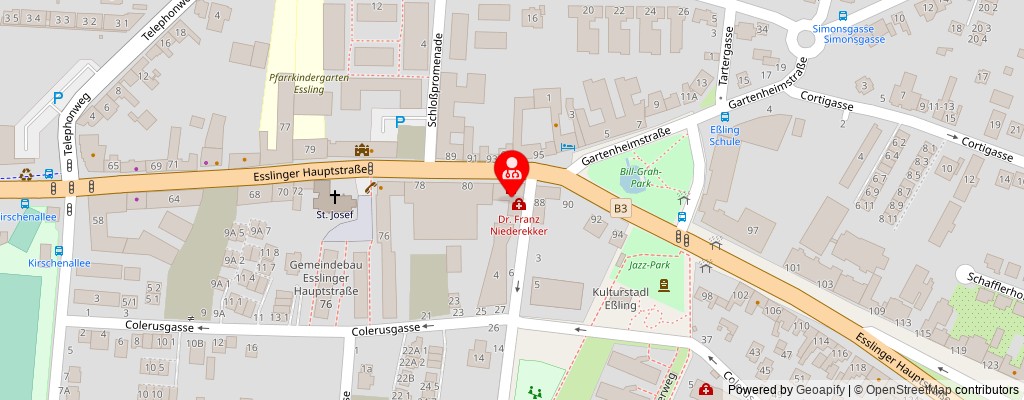 Street map section around the address