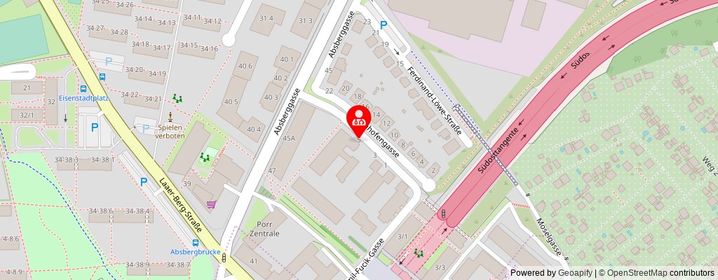Street map section around the address