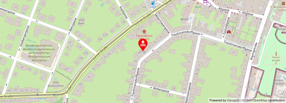 Street map section around the address