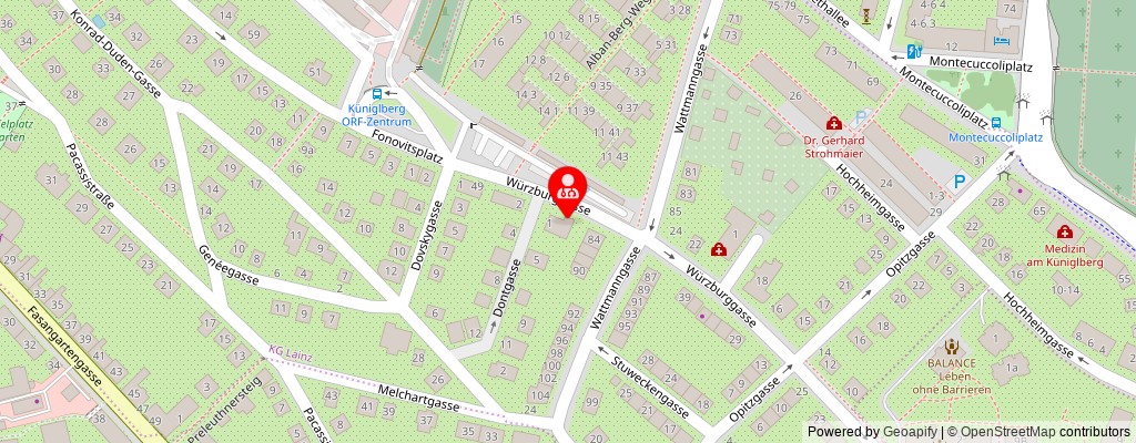 Street map section around the address