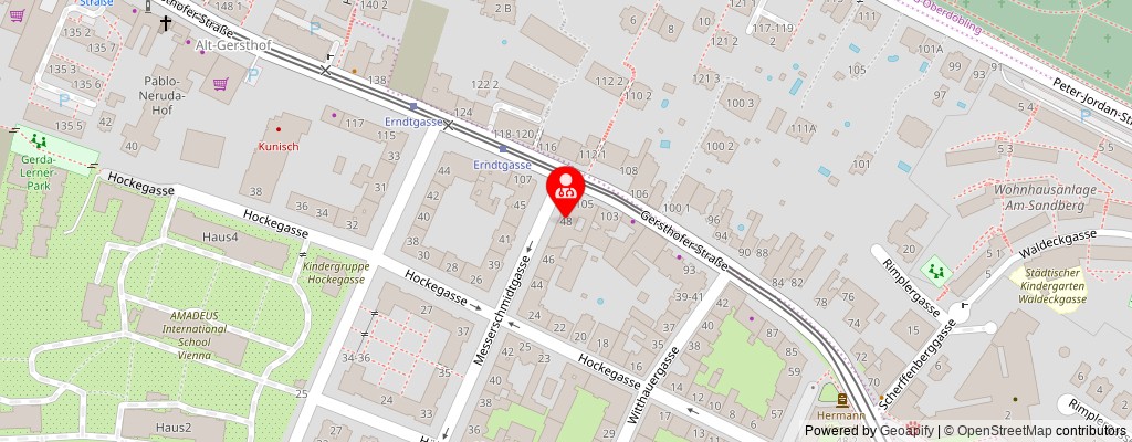 Street map section around the address