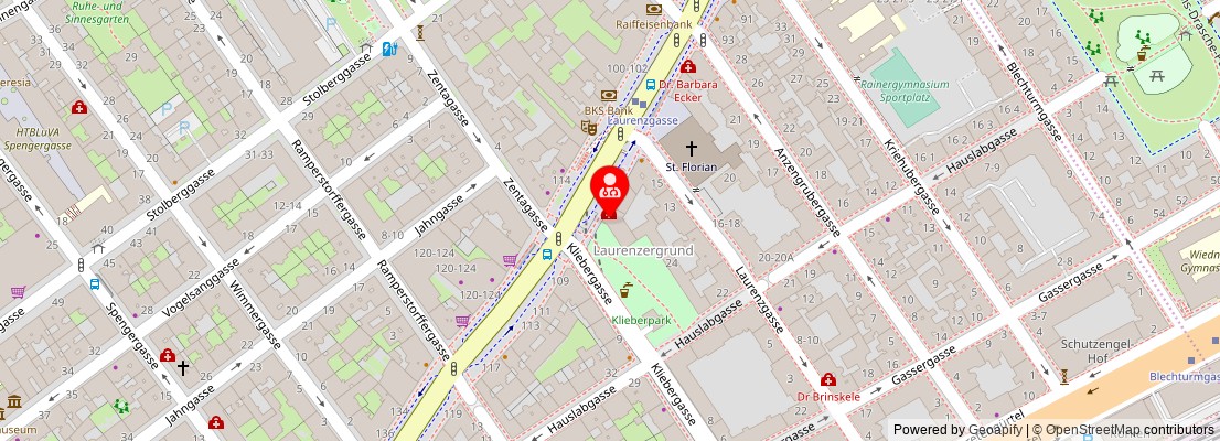 Street map section around the address