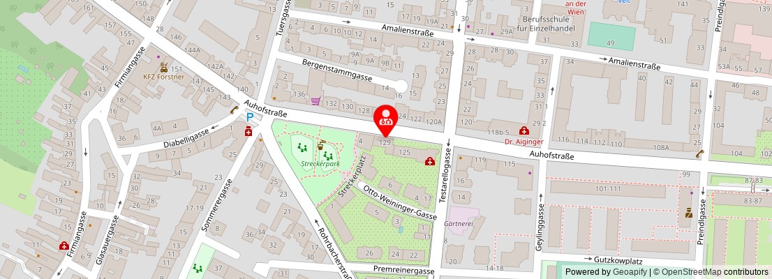 Street map section around the address