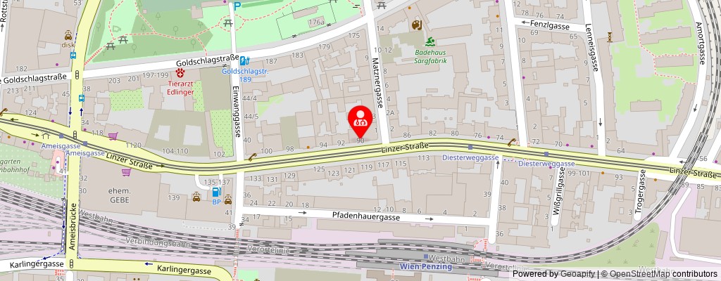 Street map section around the address