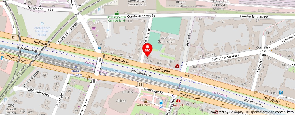 Street map section around the address