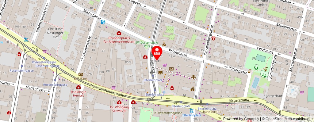 Street map section around the address