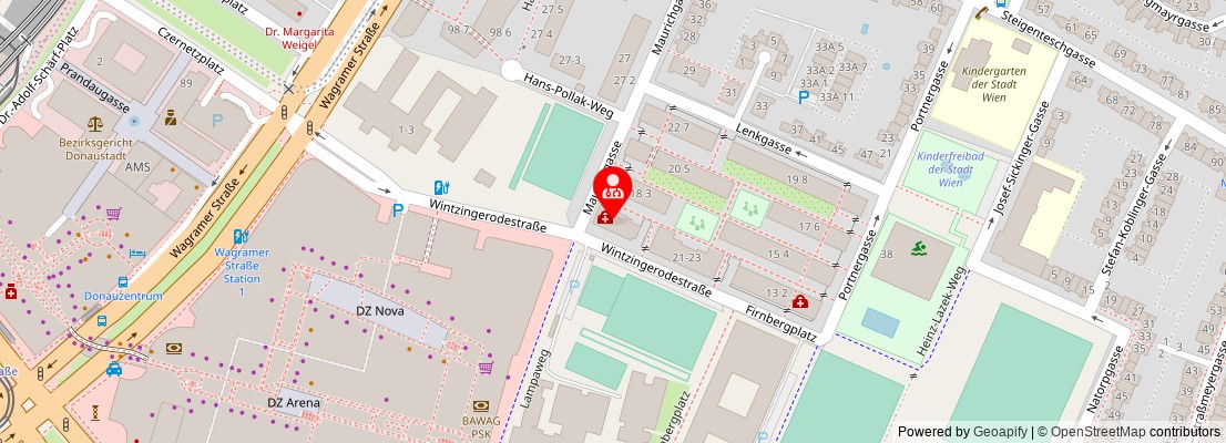 Street map section around the address