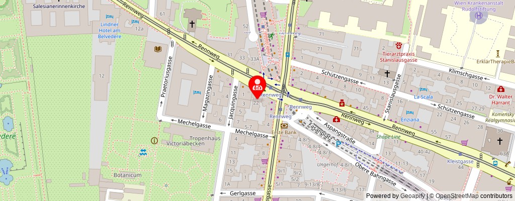 Street map section around the address