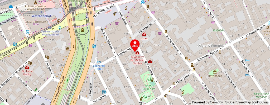 Street map section around the address