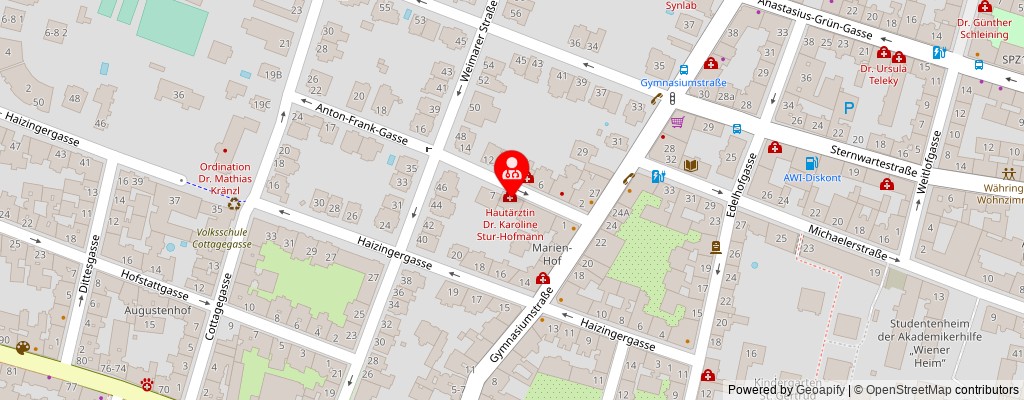 Street map section around the address