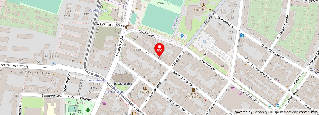 Street map section around the address
