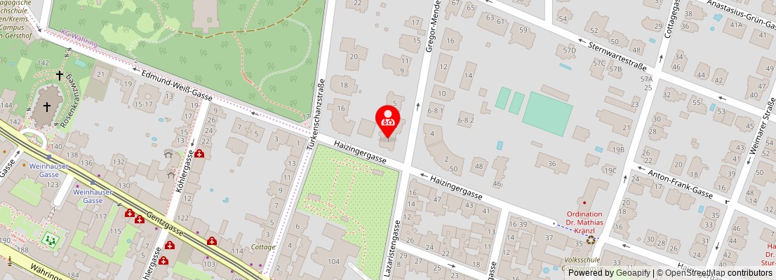 Street map section around the address