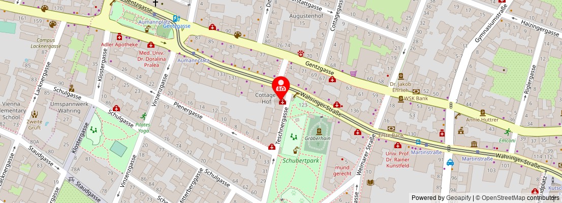 Street map section around the address