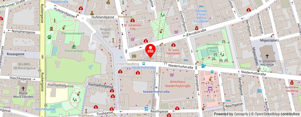 Street map section around the address