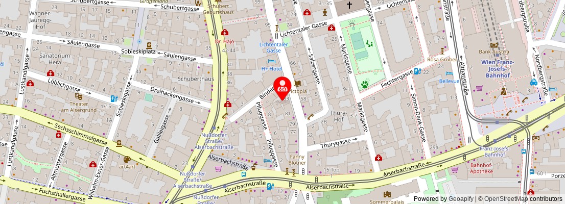 Street map section around the address