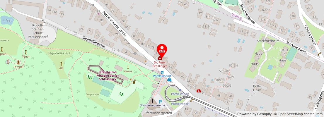 Street map section around the address