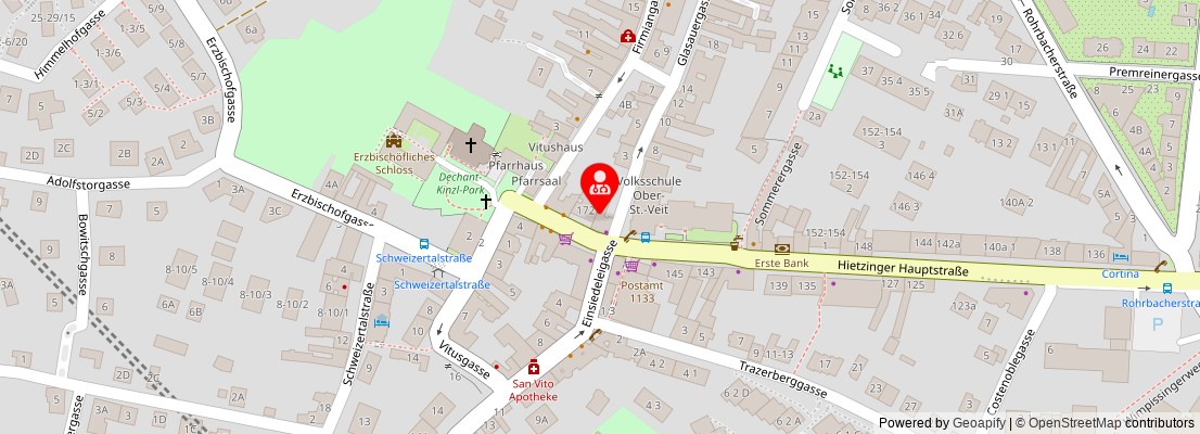 Street map section around the address