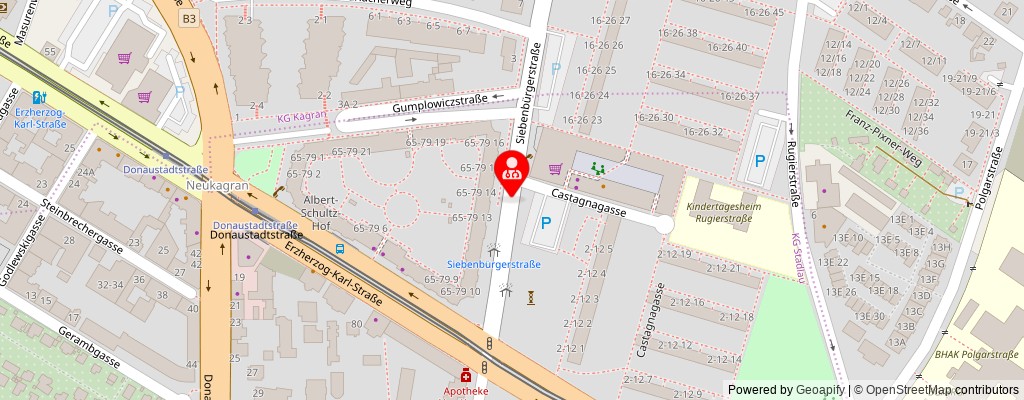 Street map section around the address