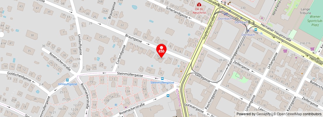 Street map section around the address