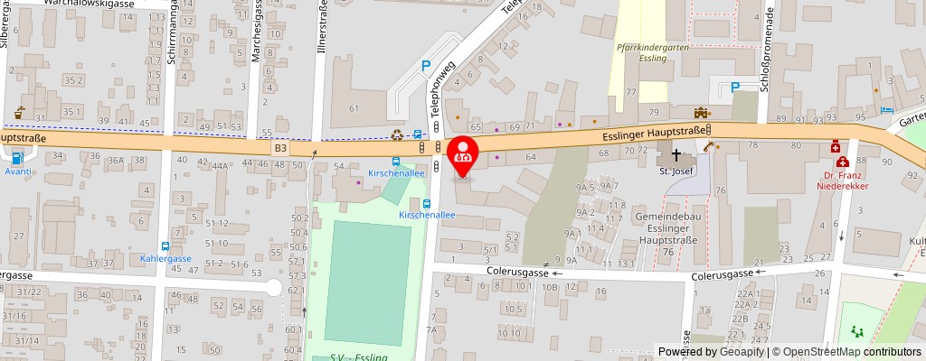 Street map section around the address