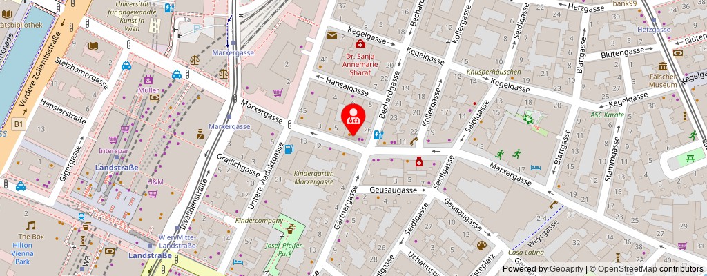 Street map section around the address