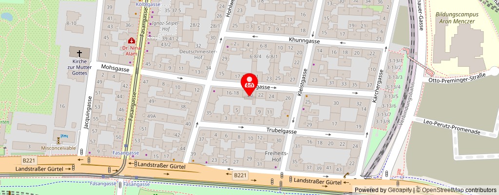 Street map section around the address