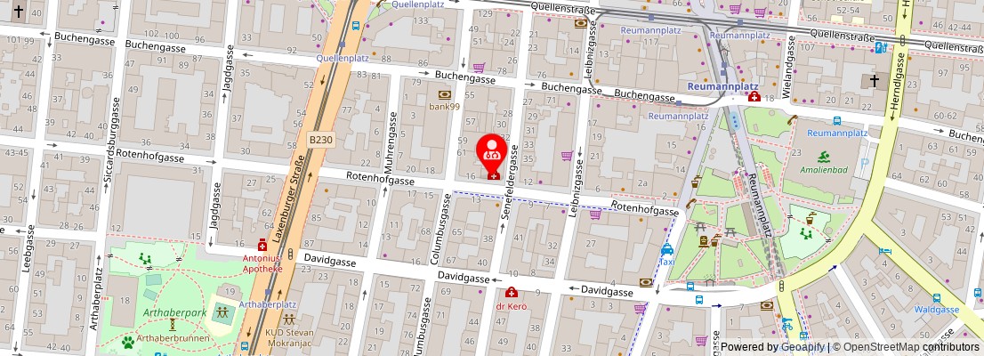 Street map section around the address