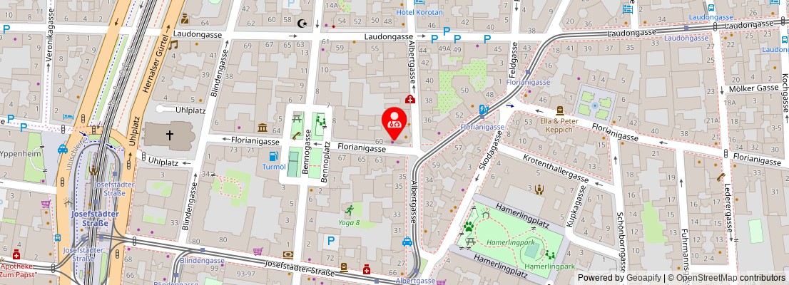 Street map section around the address