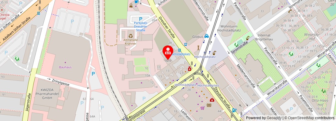 Street map section around the address