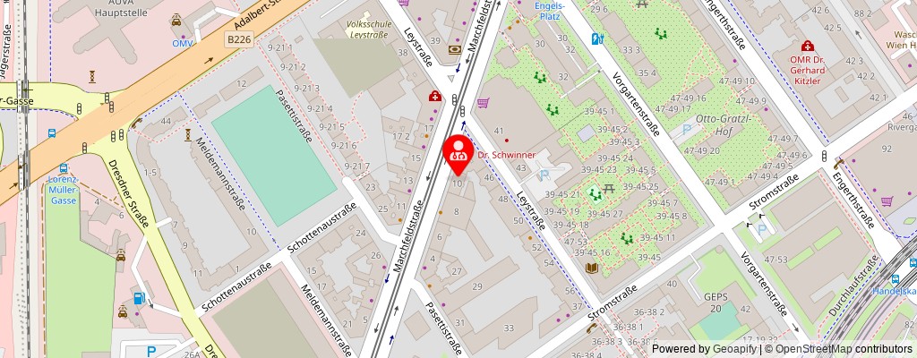 Street map section around the address