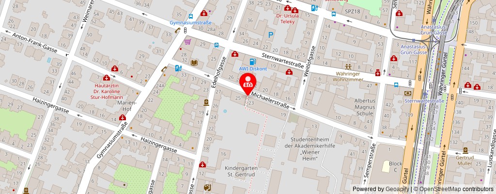 Street map section around the address