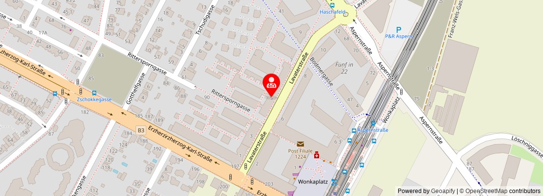 Street map section around the address