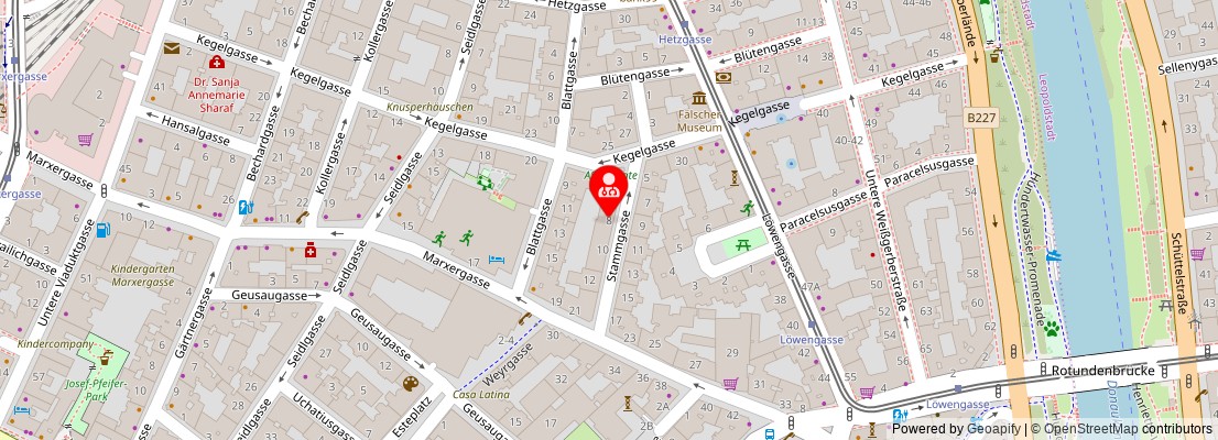 Street map section around the address