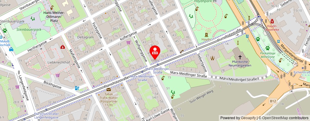 Street map section around the address