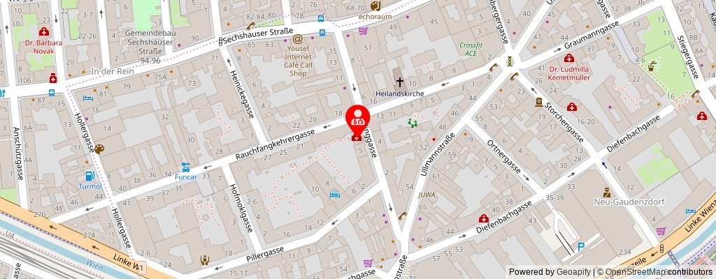Street map section around the address