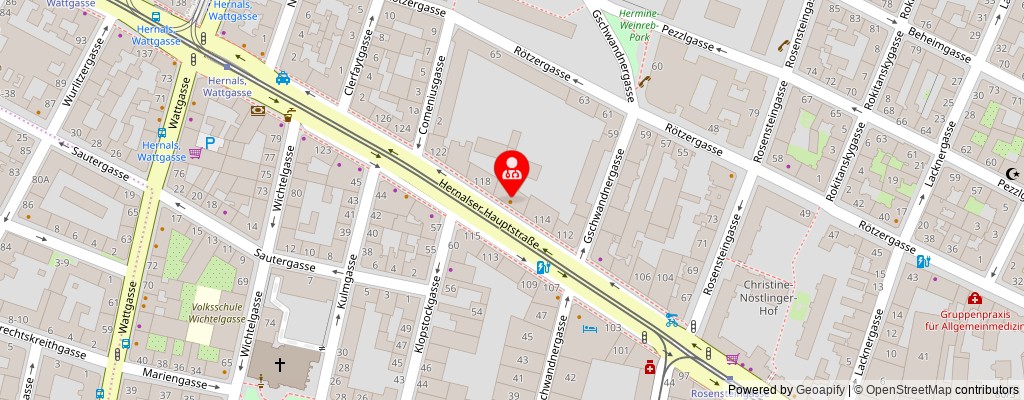 Street map section around the address