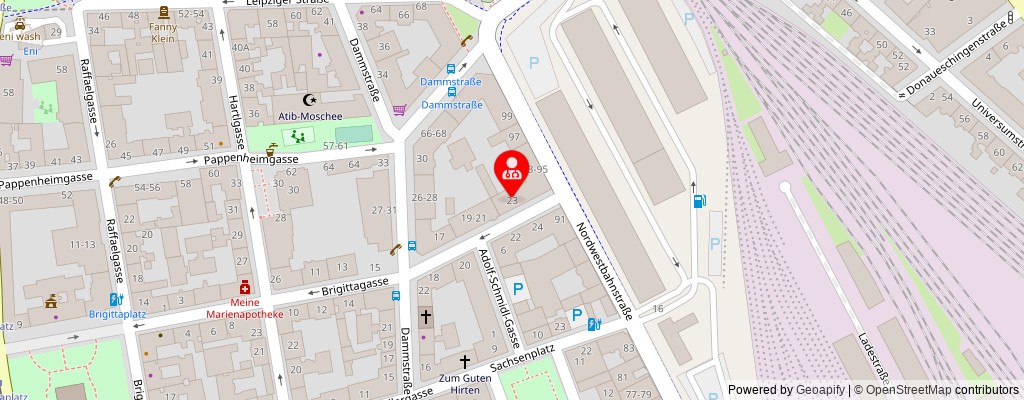 Street map section around the address