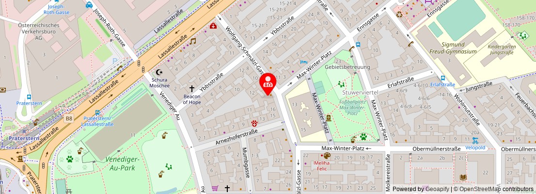 Street map section around the address