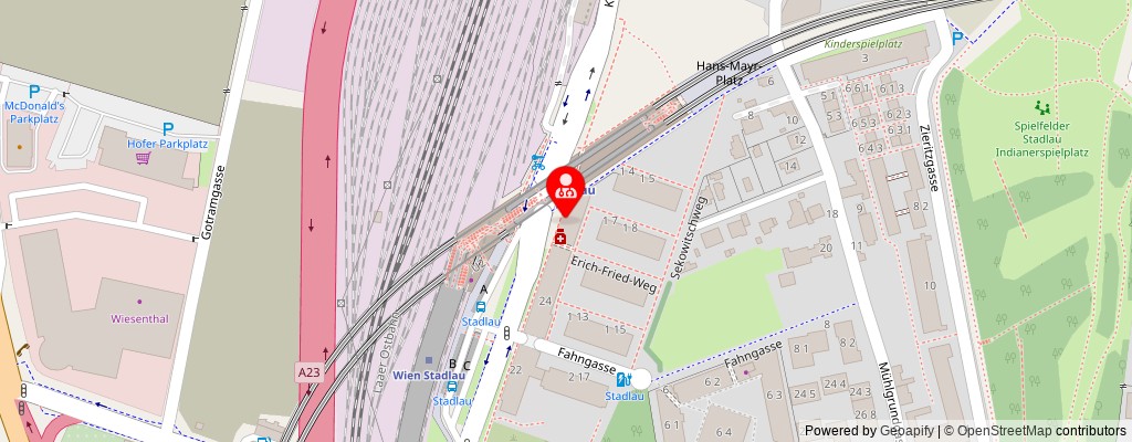 Street map section around the address
