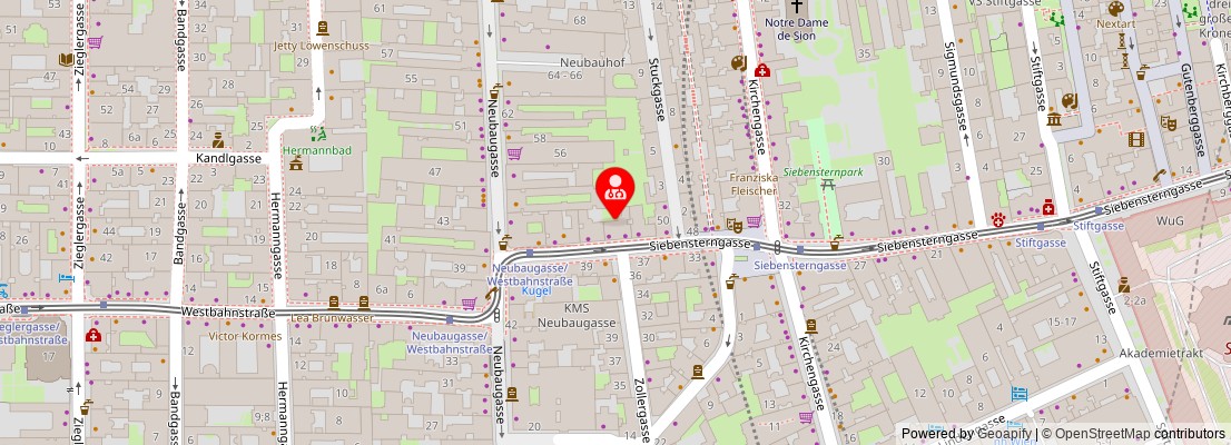 Street map section around the address