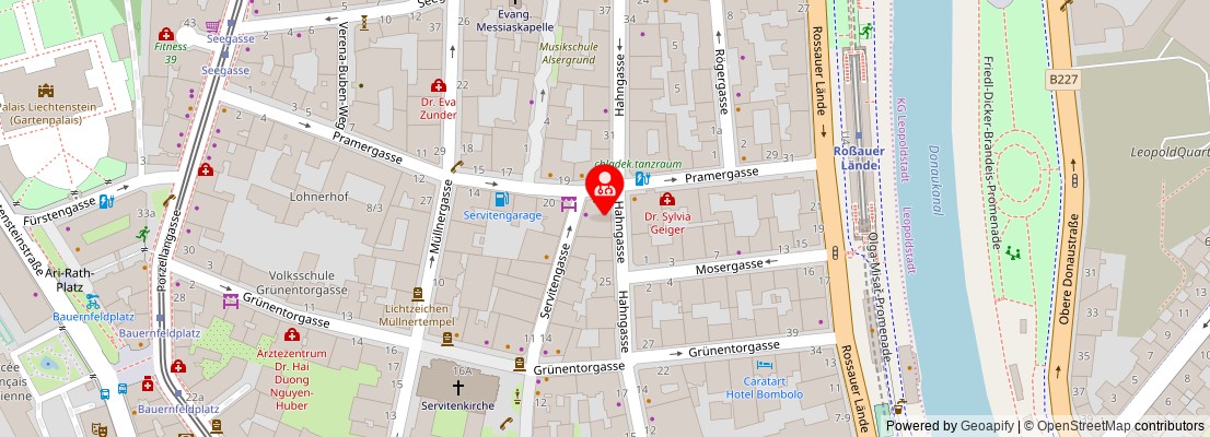 Street map section around the address