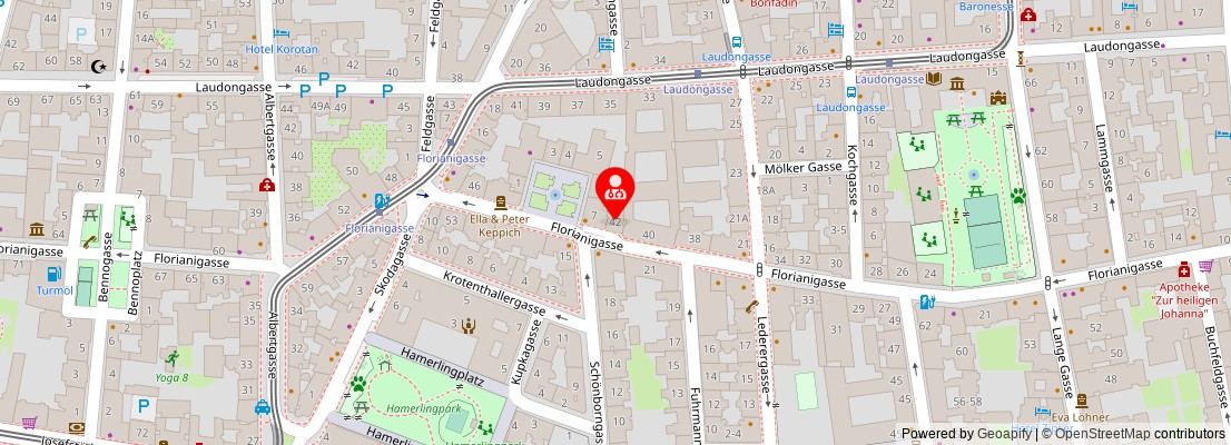 Street map section around the address