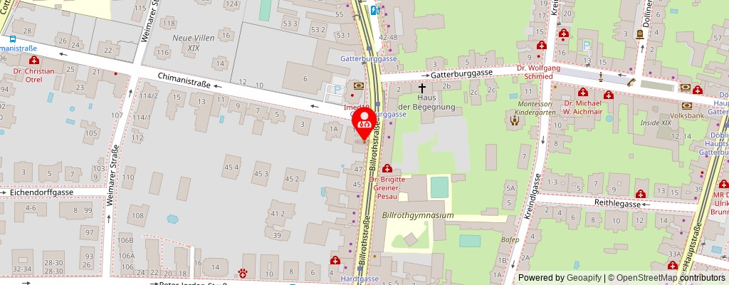 Street map section around the address