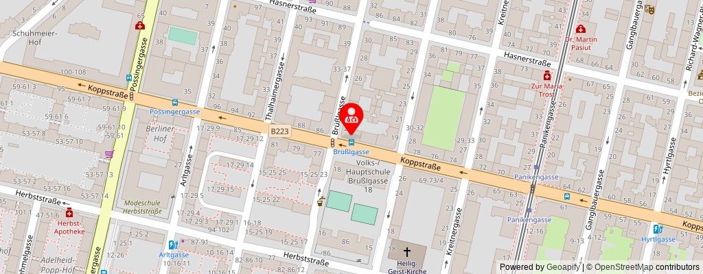 Street map section around the address