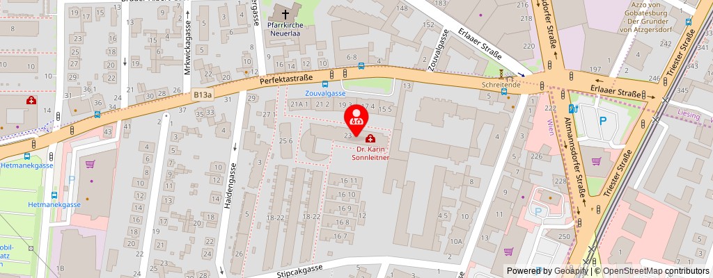 Street map section around the address